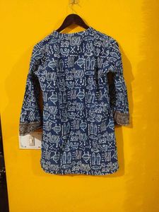 Blue Ethnic Print Short Kurta