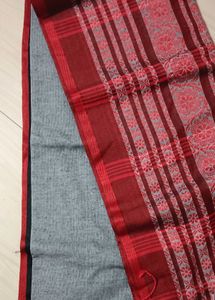 84)Beautiful Red &amp; Grey Begumpuri Saree
