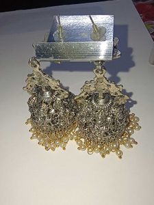 Exquisite Oxidized Jhumka Earrings with Pearls