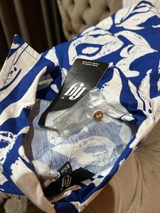 Stylish Blue White Abstract Print Dress