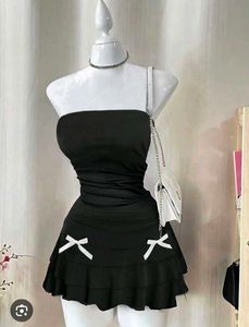Cute Black Strapless Mini Dress