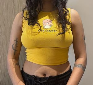 Yellow Charmander Cropped Tank Top