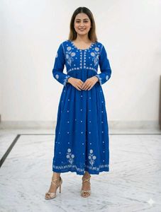 Elegant Blue Embroidered Kurta for Women