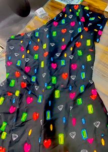S, L and XL size One-Shoulder Romper with Heart