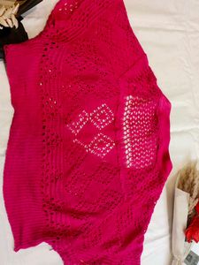 Vibrant Pink Crocheted  shrug