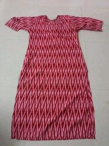 Charming Pink & Red Ikat Kurta