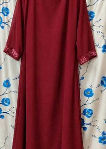Maroon Embroidered Ethnic kurta