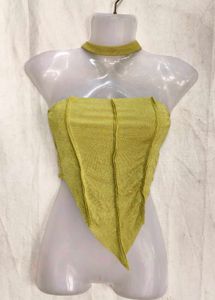 Green Halter Neck Crop Top