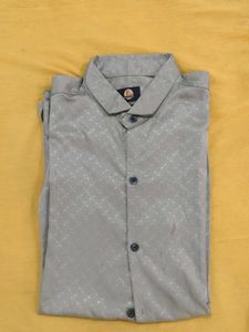 Men's Grey Textured Shirt