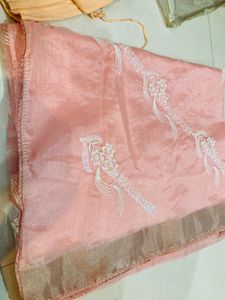 Elegant Peach Saree with Delicate Embroidery