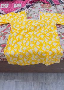 Vibrant Yellow Floral Print Kurta