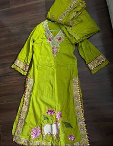 Vibrant Green Embroidered Kurta Set