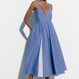 SOLD|Zara Striped Cotton MIDI Dres