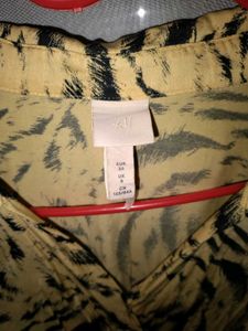 Yellow Black Satin Tiger Animal Print Blouse H&amp;M