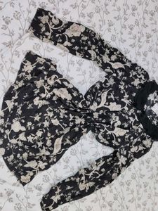 Chic Floral Print Long Sleeve Top