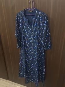 Floral Print Navy Blue Kurta