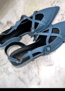 Denim Slingback Heels