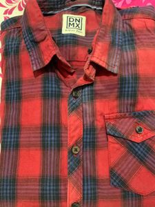 Red Plaid Button-Up Shirt