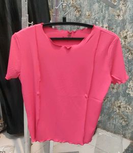 Pink Ruffle Trim Top