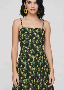 🍋 Cute Lemon Print Strappy Short Dress