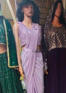 Lavender Colour Ready To Wear Saree