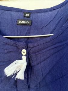 Elegant Navy Blue Kurta with Tassels