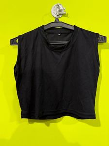 Sleeveless Black Crop Top