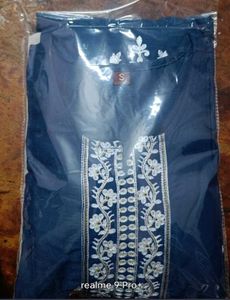 Teal Blue &amp; Motifs Embroidery Kurti Pant Dupatta