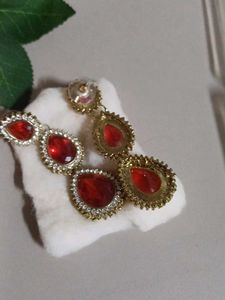 Red Earrings And FingerRing Set
