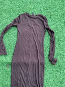 Brown Button-Down Midi Dress