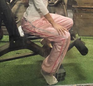 Pink Racing Track Pants+ red crop top