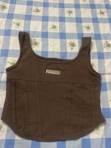 Brown Corset Style Tank Top