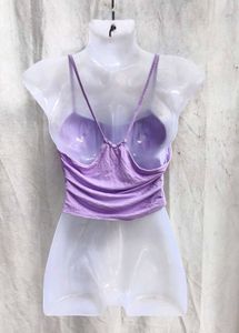 15279. Cute Lavender Ruched Crop Top
