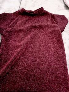 brand new Sparkly Burgundy Mock Neck Top