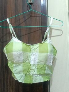 Green Gingham Shirt &amp; Bralette Set