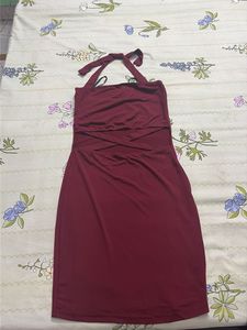 Maroon Halter Neck Bodycon Dress