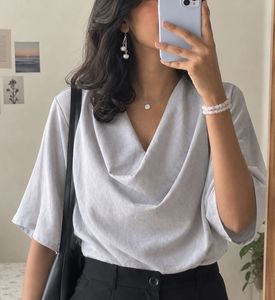 Light blueish grey Wrap Neck Top