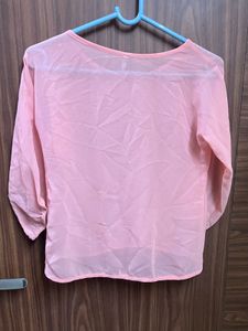 Sheer Pink 3/4 Sleeve Top