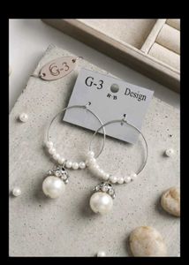 Elegant Pearl &amp; Crystal Hoop Earrings