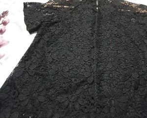 Black Lace Floral Blouse