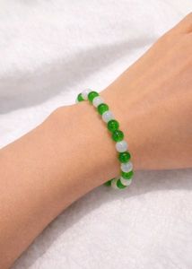 Green & White Beaded Bracelet
