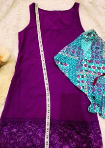 Purple Lace Trim top  &amp; Shorts Set