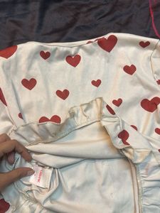 Heart Print V-Neck Top