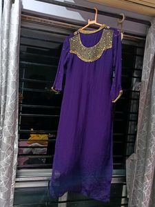 Purple Kurta With Dupatta For Party Wear