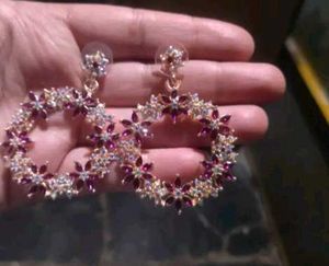 FLORAL CRYSTAL HOOP EARRINGS