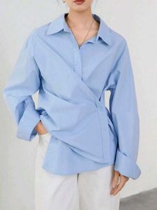 Korean Pintrest Classic Blue Button-Down Shirt