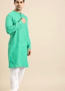 Men's Green Striped Kurta