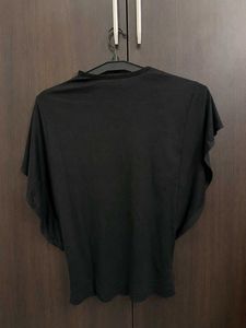 Chic Black Butterfly &amp; Floral Embroidered Top