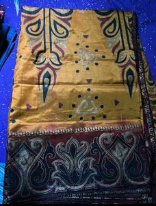 Mustard Meroon pure silk saree