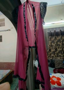 Pink Sheer Lace Trim Cardigan